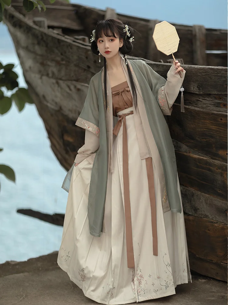 Chinese Hanfu Dress 4PCS Set Tea Green Flowing Maxi Dress Chinese Ancient Women Embroidery Dress Costume For Shooting Graduation
Chinese Hanfu Dress 4PCS Set Tea Green Flowing Maxi Dress Chinese Ancient Women Embroidery Dress Costume For Shooting Graduation
