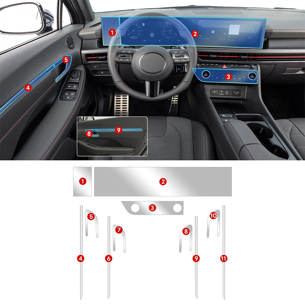 Внутренняя пленка для HYUNDAI SONATA 2024 2025, защитная пленка для экрана центральной консоли, ремонт против царапин, прозрачная наклейка, аксессуары 
Внутренняя пленка для HYUNDAI SONATA 2024 2025, защитная пленка для экрана центральной консоли, ремонт против царапин, прозрачная наклейка, аксессуары