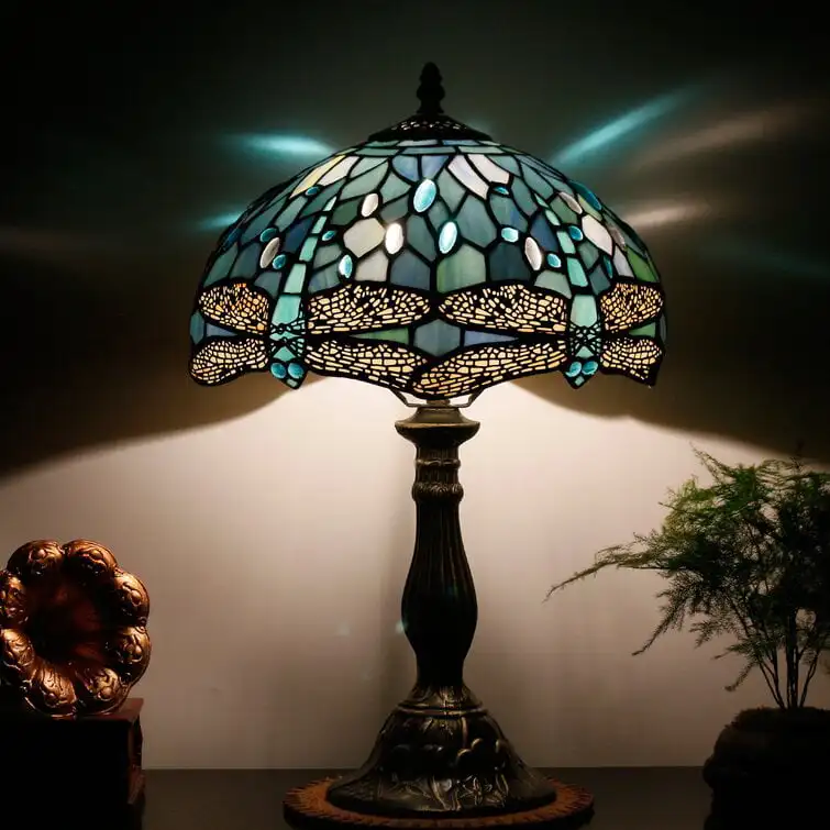 Table Lamp Sea Blue Stained Glass Lamp 18" Tall Dragonfly Style Desk Reading Light Decor Beside Bedroom Living Room Home
Table Lamp Sea Blue Stained Glass Lamp 18" Tall Dragonfly Style Desk Reading Light Decor Beside Bedroom Living Room Home