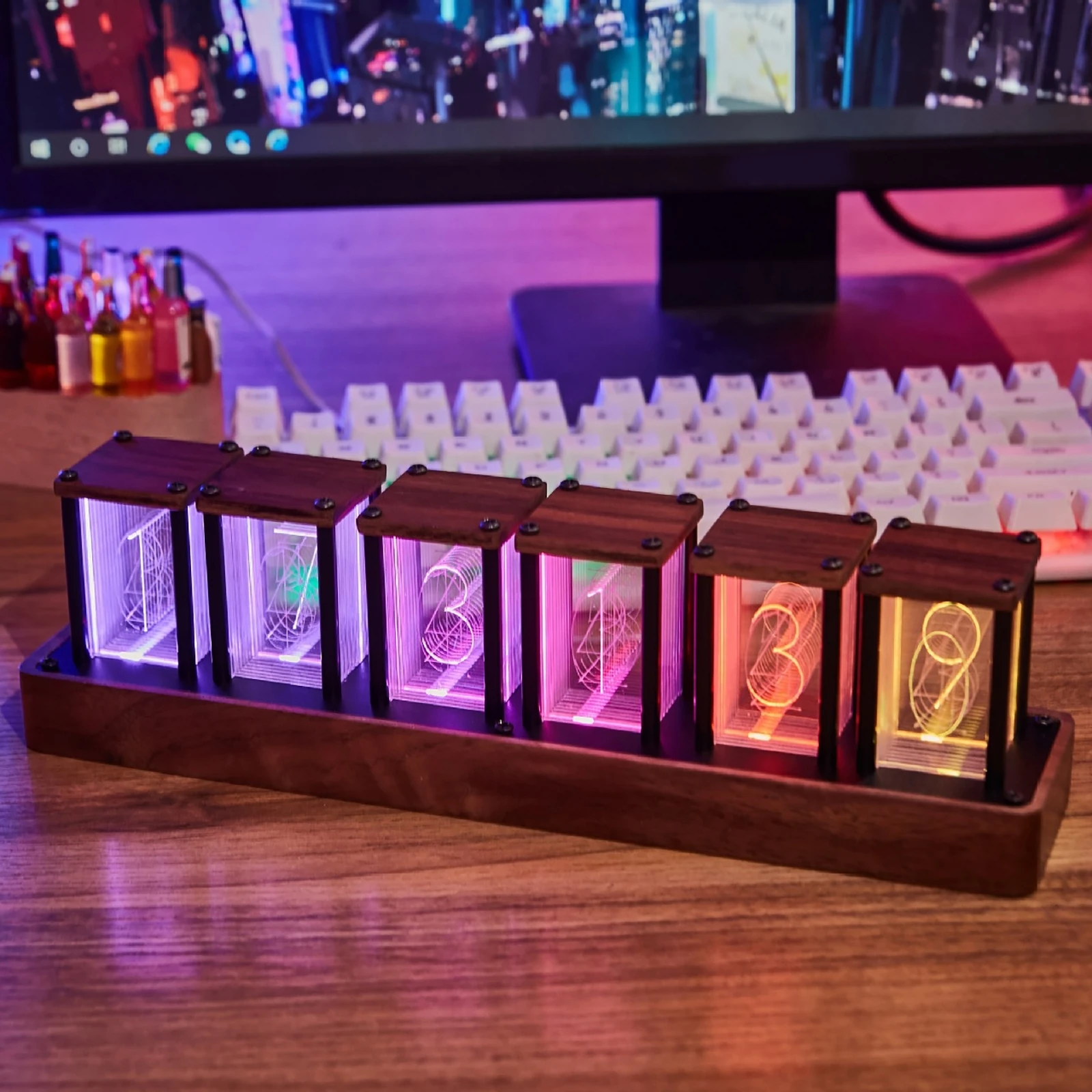 4/6 трубка RGB полноцветные светящиеся трубки часы орехового цвета ED электронный цифровой будильник с поддержкой 8 режимов отображения домашн...
4/6 трубка RGB полноцветные светящиеся трубки часы орехового цвета ED электронный цифровой будильник с поддержкой 8 режимов отображения домашн...