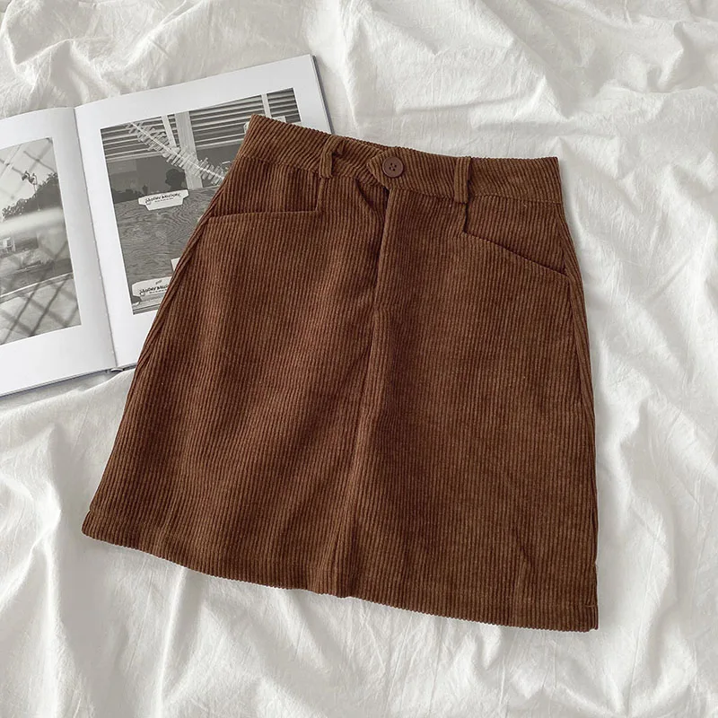 Vintage Corduroy Women Skirts Summer High Waist Pocket A-Line Mini Casual All Match Female Clothing Top Quality
Vintage Corduroy Women Skirts Summer High Waist Pocket A-Line Mini Casual All Match Female Clothing Top Quality