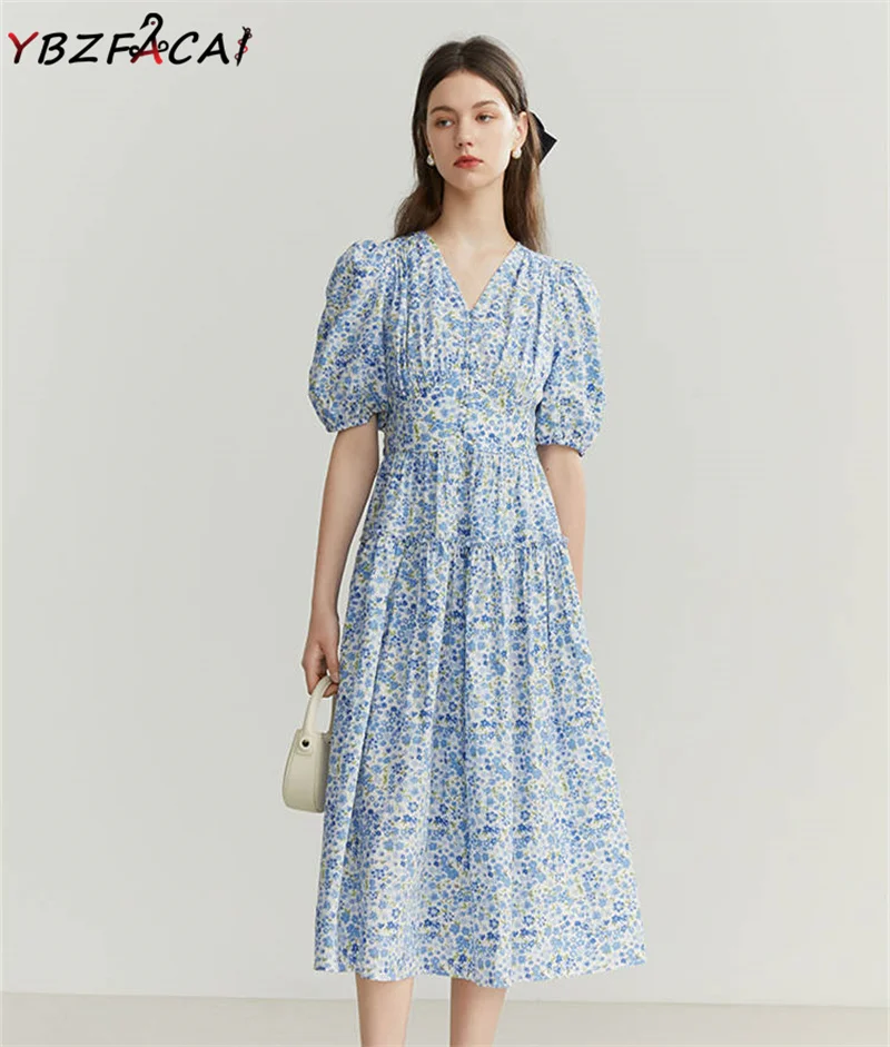French Gentle Blue Floral Midi Dress Women Summer 2022 Holiday Beach Dress Korean Elegant V-Neck High Waist Slim A-Line Dress
French Gentle Blue Floral Midi Dress Women Summer 2022 Holiday Beach Dress Korean Elegant V-Neck High Waist Slim A-Line Dress