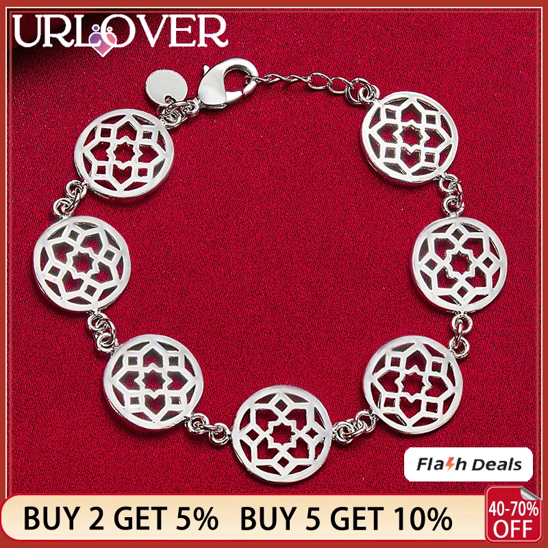 925 Stamp Silver Color 20cm Chain For Women Circular Hollow Pattern Bracelet Fashion Jewelry Birthday Party Wedding Accessories
925 Stamp Silver Color 20cm Chain For Women Circular Hollow Pattern Bracelet Fashion Jewelry Birthday Party Wedding Accessories