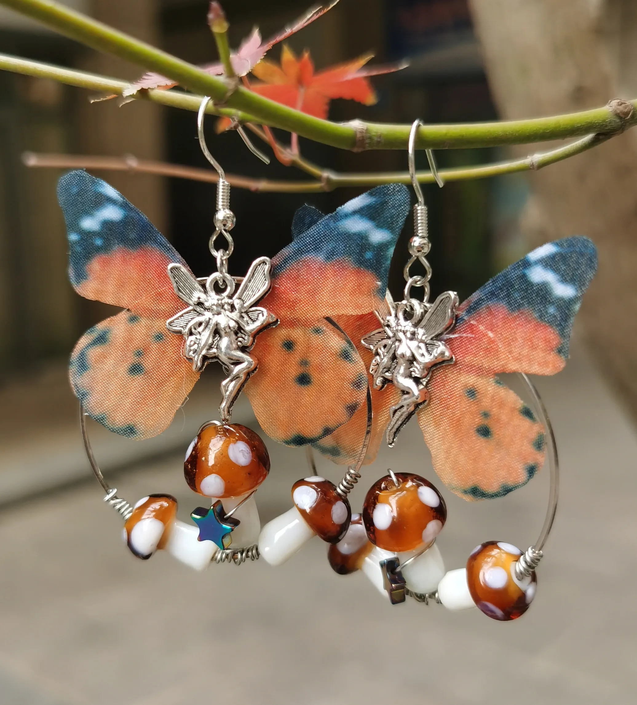 Handmade Mushrooms with Monarch Fairies Drop Shrooms // Mushroom Earrings. Dangle Mushroom Earrings. Woodland Earrings
Handmade Mushrooms with Monarch Fairies Drop Shrooms // Mushroom Earrings. Dangle Mushroom Earrings. Woodland Earrings