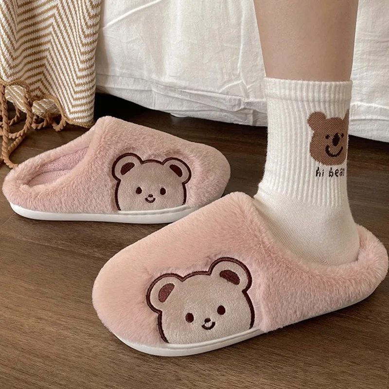 Women Winter Cute Home Plush Soft Bottom Little Bear Couple Room Fluffy Winter Warm Slippers Cotton Mop Fur Couple Slippers
Women Winter Cute Home Plush Soft Bottom Little Bear Couple Room Fluffy Winter Warm Slippers Cotton Mop Fur Couple Slippers