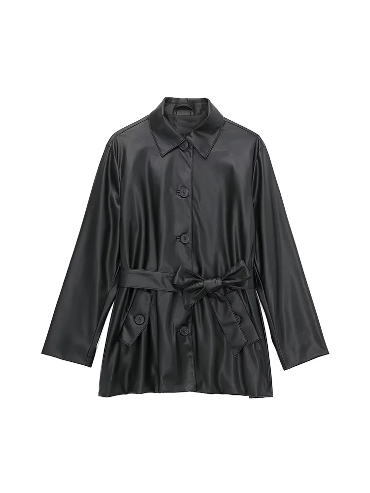 Women 2022 Autumn New Chic Fashion With Belt Faux Leather Shirt Style Jacket Coat Long Sleeve Female Outerwear Chic Overshirt
Women 2022 Autumn New Chic Fashion With Belt Faux Leather Shirt Style Jacket Coat Long Sleeve Female Outerwear Chic Overshirt