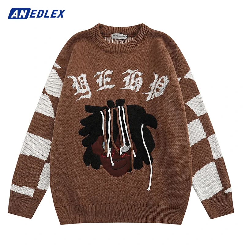 Harajuku Men Knitted Sweater Streetwear Cartoon Portrait Embroidery Sweater Hip Hop Pullover 2022 Autumn Winter Cotton Sweater
Harajuku Men Knitted Sweater Streetwear Cartoon Portrait Embroidery Sweater Hip Hop Pullover 2022 Autumn Winter Cotton Sweater
