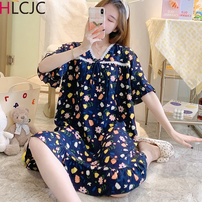 Women Sleepwear Nightgowns Floral Printed Viscose Summer Nightdress Sleeping Dress Female Plus Size Homewear Sleepshirt Pijamas
Women Sleepwear Nightgowns Floral Printed Viscose Summer Nightdress Sleeping Dress Female Plus Size Homewear Sleepshirt Pijamas