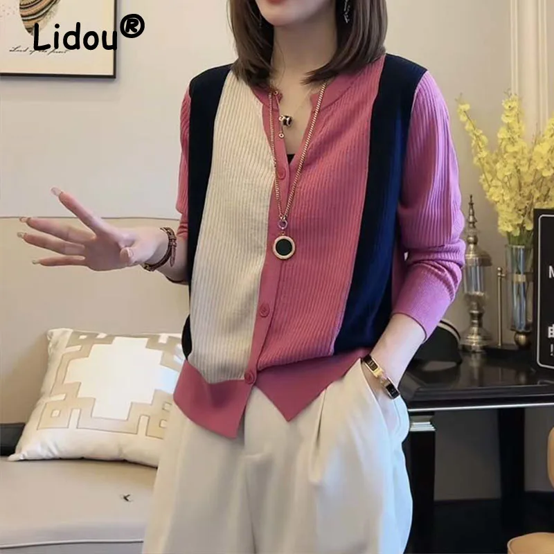 Autumn Winter Fashion Casual Single Breasted Splicing Cardigan Sweaters for Women 2022 New Elegant Knitted All-match T-Shirt Top
Autumn Winter Fashion Casual Single Breasted Splicing Cardigan Sweaters for Women 2022 New Elegant Knitted All-match T-Shirt Top