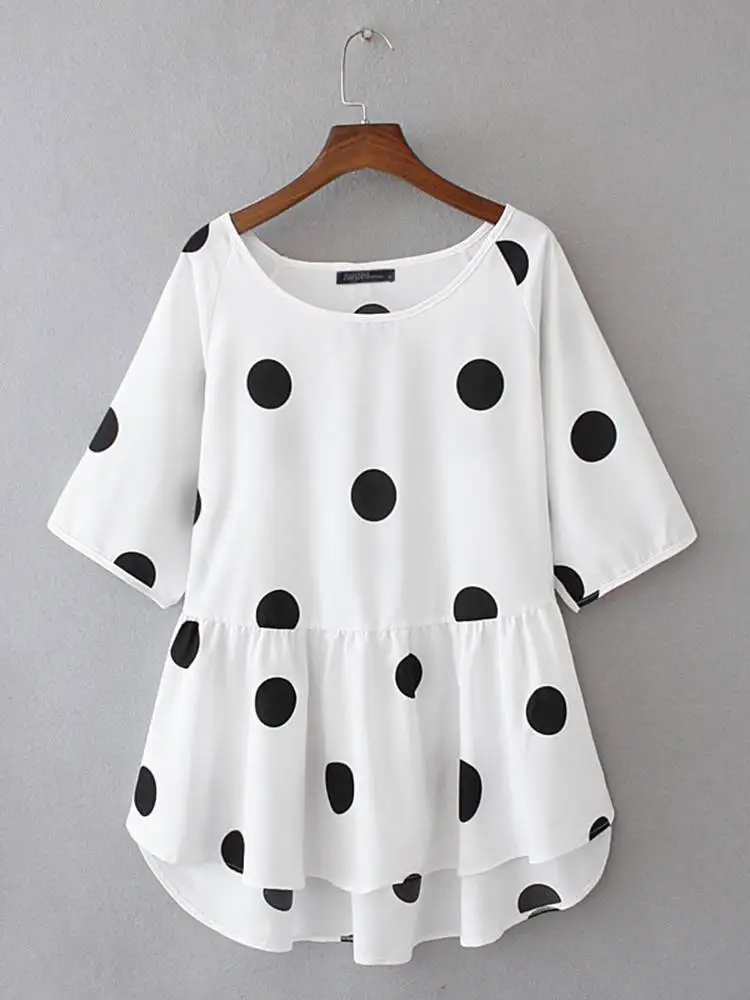 2022 Summer Oversize O Neck Top Womens Elegant Ruffle Tunic ZANZEA Polka Dot Loose Blusa Fashion Lady Casual Short Sleeve Blouse
2022 Summer Oversize O Neck Top Womens Elegant Ruffle Tunic ZANZEA Polka Dot Loose Blusa Fashion Lady Casual Short Sleeve Blouse