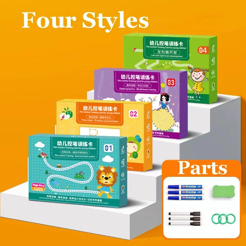 Pen Control Training Book Kindergarten Erasable Paper Book Children's Early Education Beginner's Basic Calligraphy Practice Card
Pen Control Training Book Kindergarten Erasable Paper Book Children's Early Education Beginner's Basic Calligraphy Practice Card