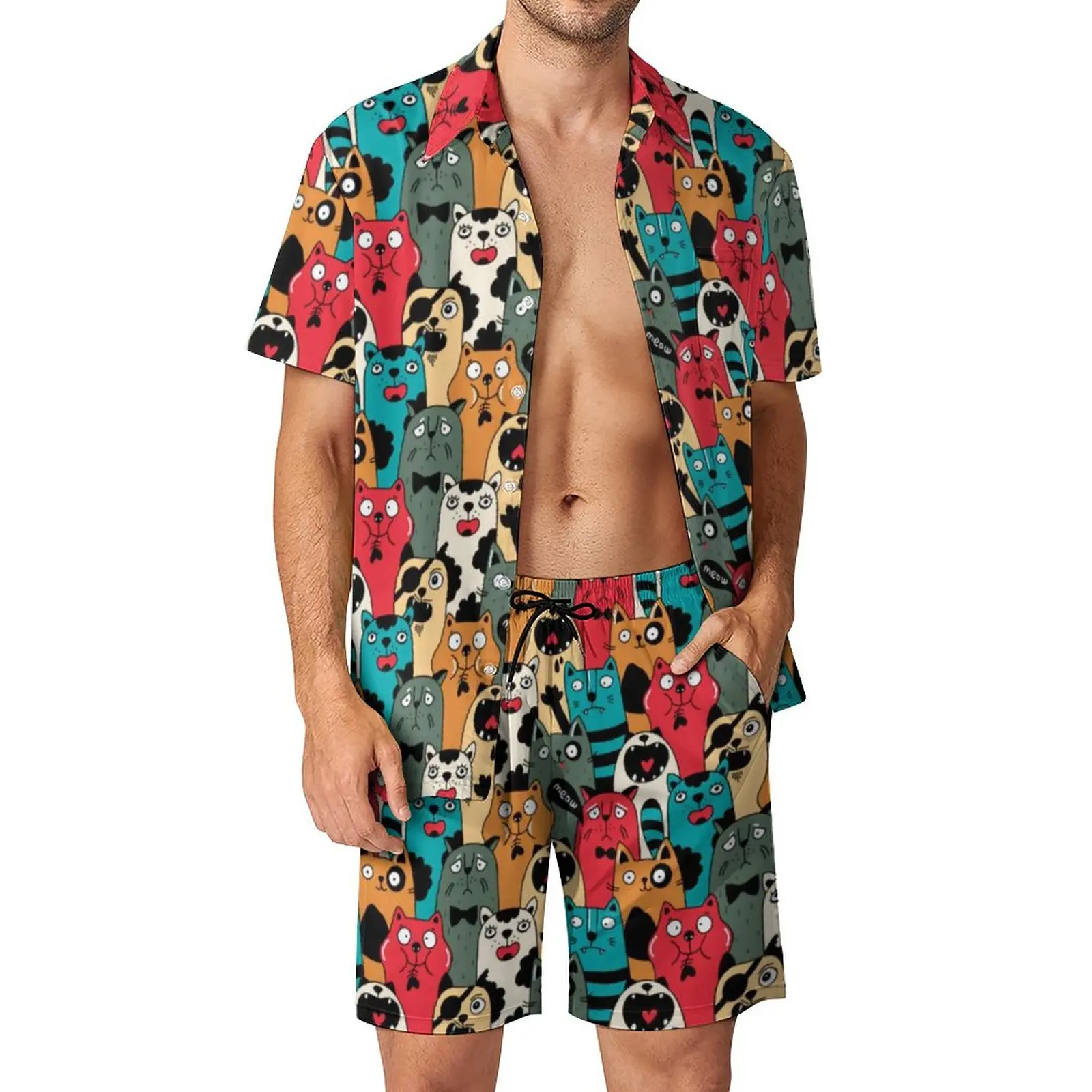 Cartoon Cat Men Sets The Crowd Of Cats Casual Shorts Summer Trendy Beach Shirt Set Short Sleeve Printed Oversize Suit Gift Idea
Cartoon Cat Men Sets The Crowd Of Cats Casual Shorts Summer Trendy Beach Shirt Set Short Sleeve Printed Oversize Suit Gift Idea