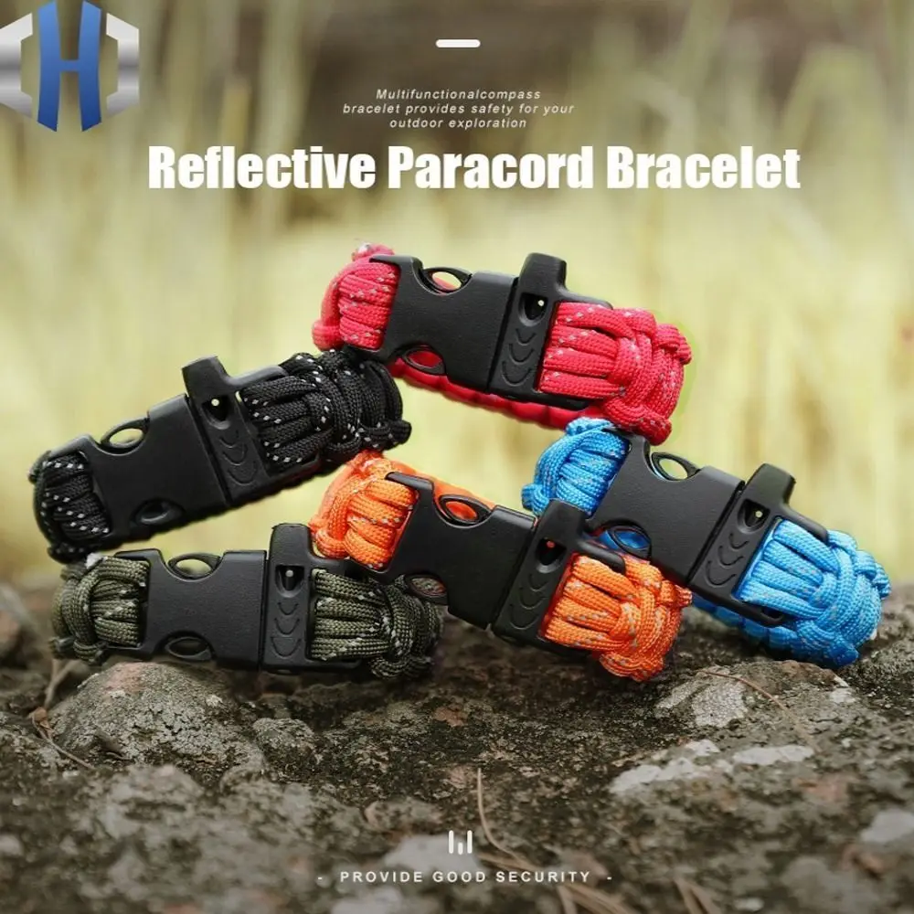 

With Whistle Tools Paracord Bracelet Nine Core Reflective Survival Saving Bracelet Reflective Bracelet Bracelet Corde