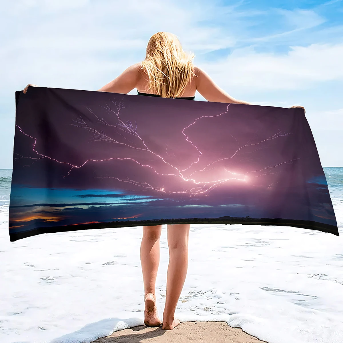 Oversized Beach Towel,Lighting Print Extra Large Big Pool Swim Travel Soft Towel Blanket Camping Cruise Lounge Chair Cover Gift
Oversized Beach Towel,Lighting Print Extra Large Big Pool Swim Travel Soft Towel Blanket Camping Cruise Lounge Chair Cover Gift