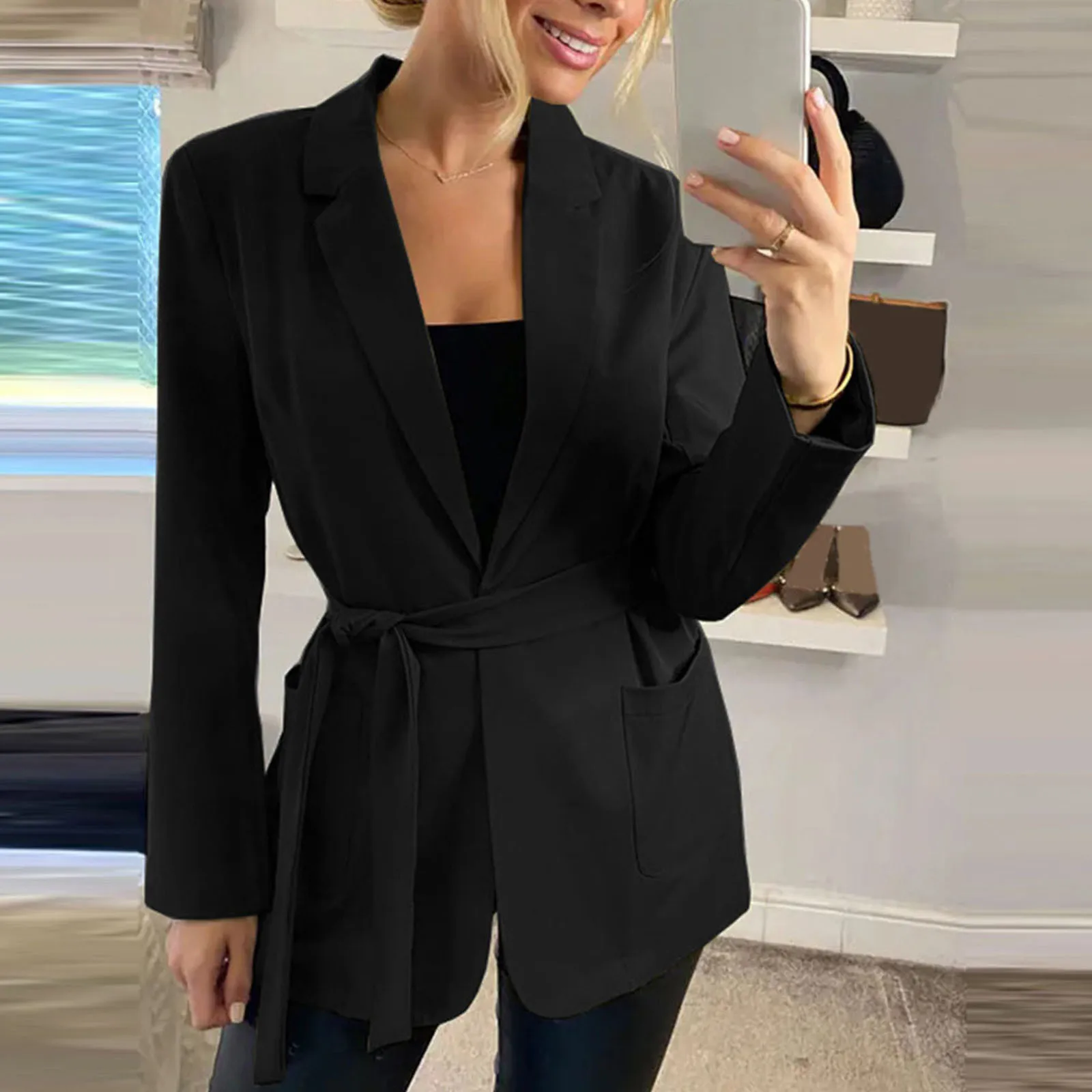 Women's Solid Color Casual Long Sleeve Lapel Blazer Coats Jacket With Sashes Mountain Headwear Jacket Women Womens Coats Tan
Women's Solid Color Casual Long Sleeve Lapel Blazer Coats Jacket With Sashes Mountain Headwear Jacket Women Womens Coats Tan