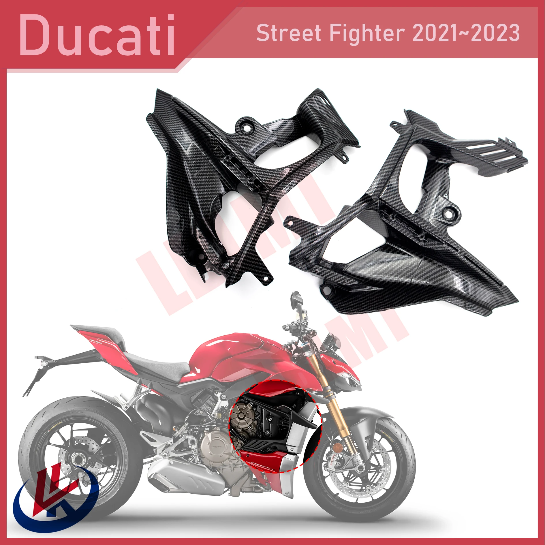 

Street Fighter Side Bracket Front Spoiler Fxed Wind Winglets Aerodynamic Wing Kit Spoilers For Ducati V4 V4S V4SP 2021 2022 2023