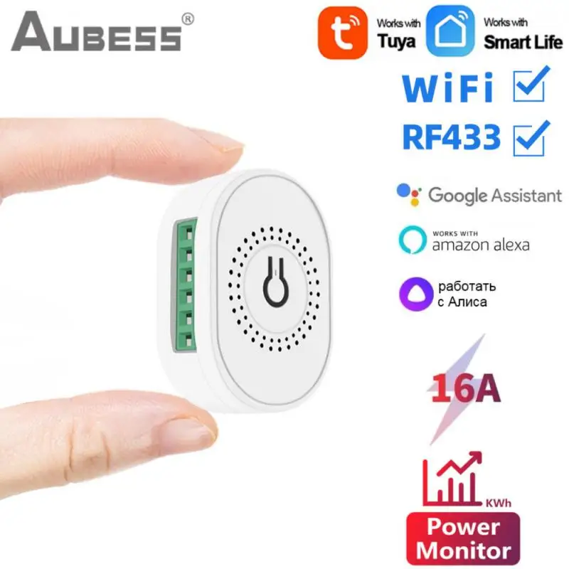 16A Tuya Mini WiFi+RF Smart Switch Breaker Module With Power Monitor Smart Light 2-Way Switch Module Work With Alexa Google Home
16A Tuya Mini WiFi+RF Smart Switch Breaker Module With Power Monitor Smart Light 2-Way Switch Module Work With Alexa Google Home