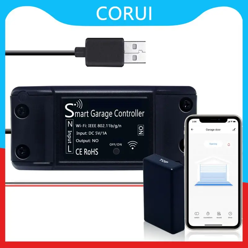 Garage Door Controller Wifi Black Wireless Remote Smart Real-time Door Opener With Alexa Echo Google Home Door Sensor Tuya 2.4g
Garage Door Controller Wifi Black Wireless Remote Smart Real-time Door Opener With Alexa Echo Google Home Door Sensor Tuya 2.4g
