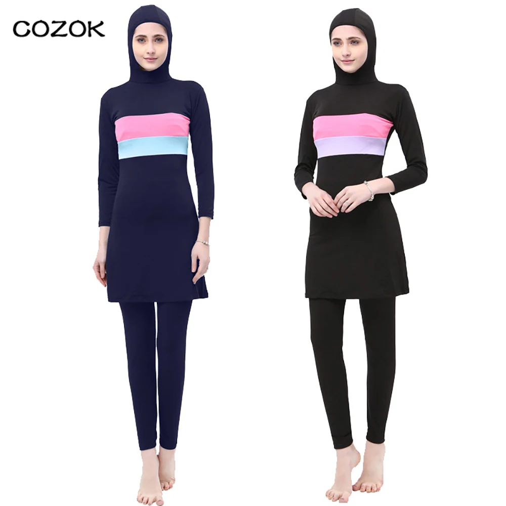 Muslim Burkini Swimwear Women Hijab Sport Islamic Woman Borkini Long Sleeve Swimsuit Black Modest Bathing Suit Ladies Striped
Muslim Burkini Swimwear Women Hijab Sport Islamic Woman Borkini Long Sleeve Swimsuit Black Modest Bathing Suit Ladies Striped