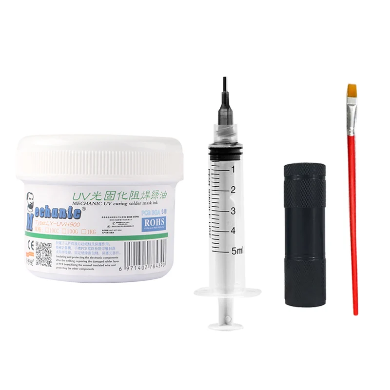 MECHANIC Green UV Photosensitive Curable Solder Mask Ink Prevent Corrosive Arcing BGA PCB Circuit Board Repair Welding Paint Oil
MECHANIC Green UV Photosensitive Curable Solder Mask Ink Prevent Corrosive Arcing BGA PCB Circuit Board Repair Welding Paint Oil