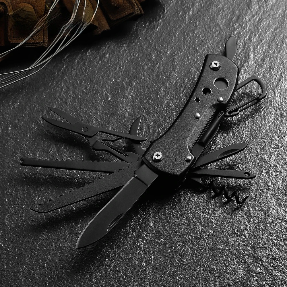 Multi-function EDC Knife Outdoor All-black Stainless Steel Combination Tool Portable Survival Tool Pocket Folding Knife
Multi-function EDC Knife Outdoor All-black Stainless Steel Combination Tool Portable Survival Tool Pocket Folding Knife