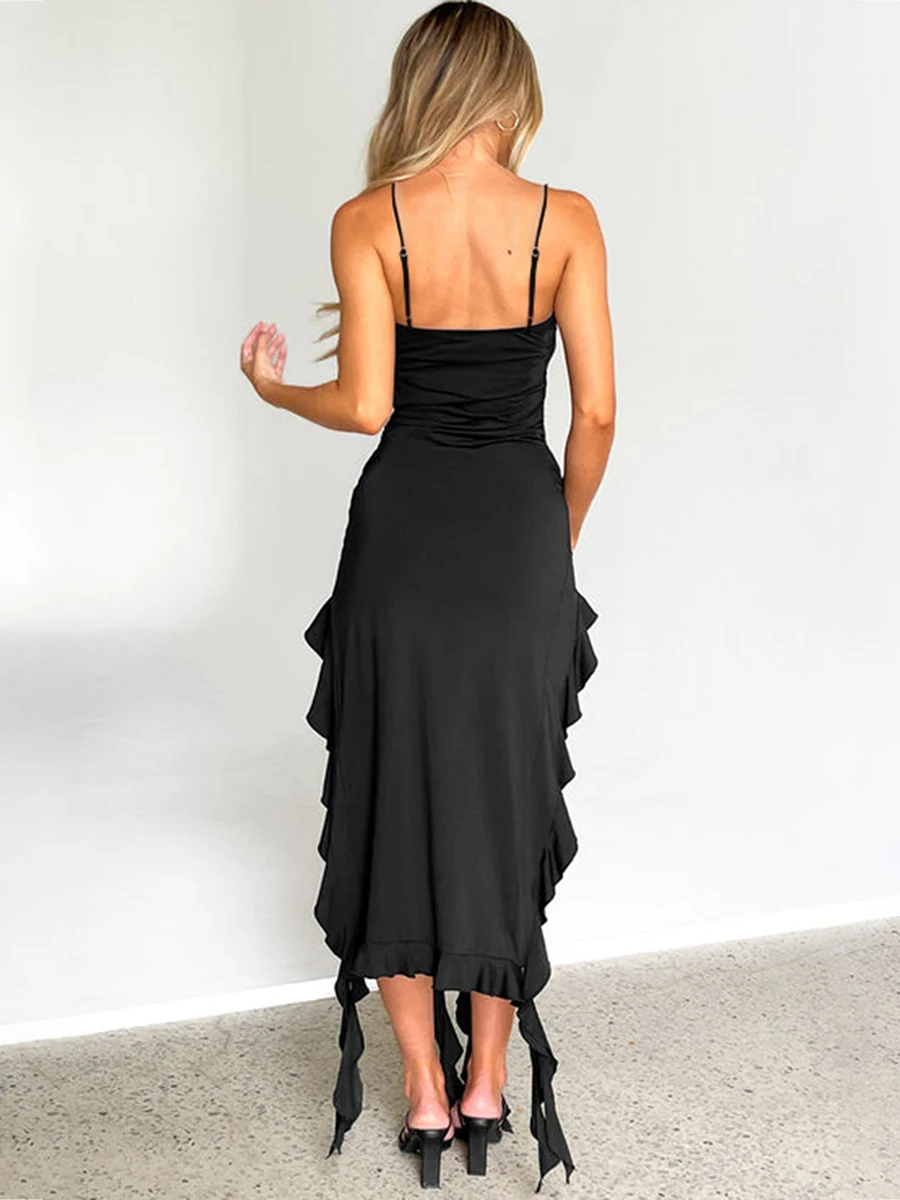 

Элегантное кружевное платье Y2k без бретелек с асимметричным разрезом и рюшами, идеально подходит для летних вечеринок и клубов