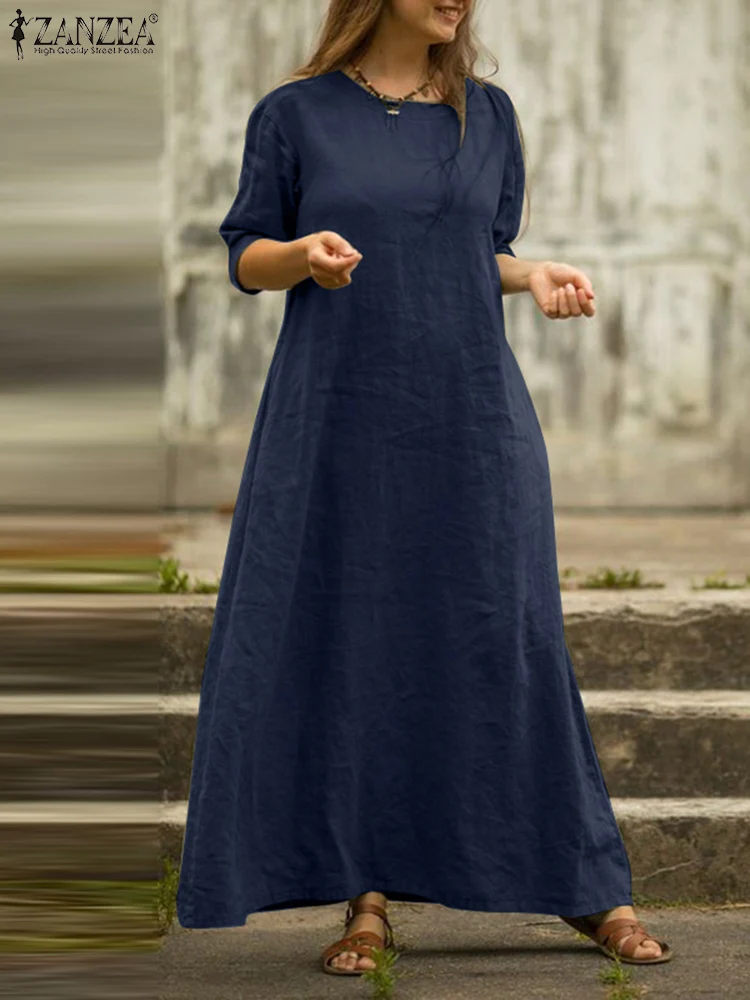 Элегантное праздничное платье ZANZEA, Осеннее винтажное платье с длинным рукавом и круглым вырезом, платья-кафтан с рукавом 3/4, женское модное ... 
Элегантное праздничное платье ZANZEA, Осеннее винтажное платье с длинным рукавом и круглым вырезом, платья-кафтан с рукавом 3/4, женское модное ...