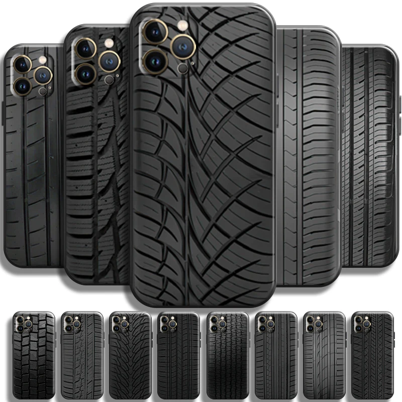 

Wheel Tyre Tread Stripe Black For iPhone 13 12 11 Pro Max Mini X XR XS Max SE 5 5s 6 6S 7 8 Plus Phone Case Carcasa Black Coque