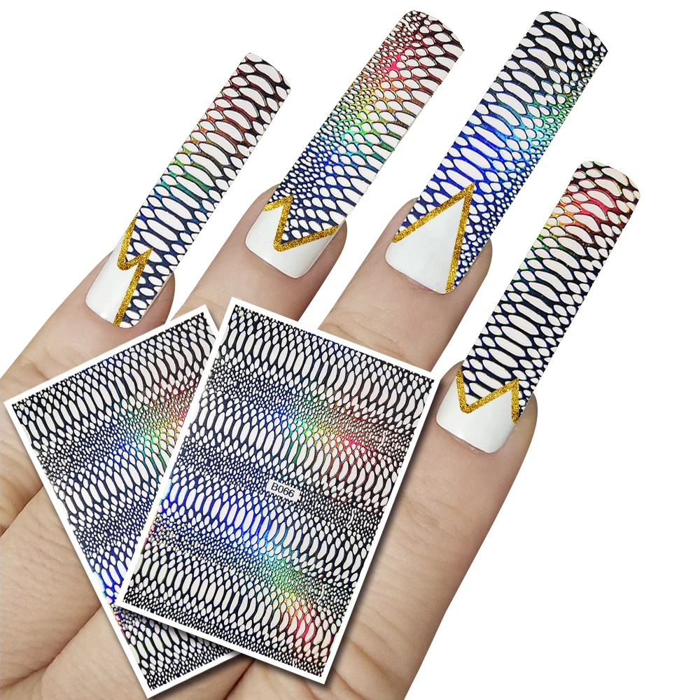 12pcs/lot Snake Skin Nail Sticker Designer Laser Glitter Full New Sally Mesh Net Line Holographic Neon Nail Art Decoration Parts
12pcs/lot Snake Skin Nail Sticker Designer Laser Glitter Full New Sally Mesh Net Line Holographic Neon Nail Art Decoration Parts