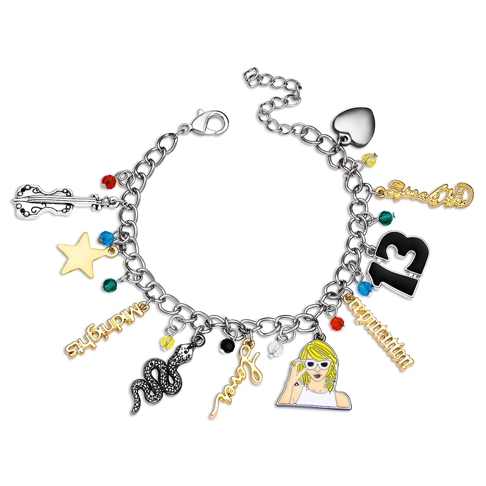 Taylor the Swift Charm Bracelet Lover Speak Now Midnight Reputation Music Album Pendants Dangle Bangle Jewelry Gifts for Fans
Taylor the Swift Charm Bracelet Lover Speak Now Midnight Reputation Music Album Pendants Dangle Bangle Jewelry Gifts for Fans