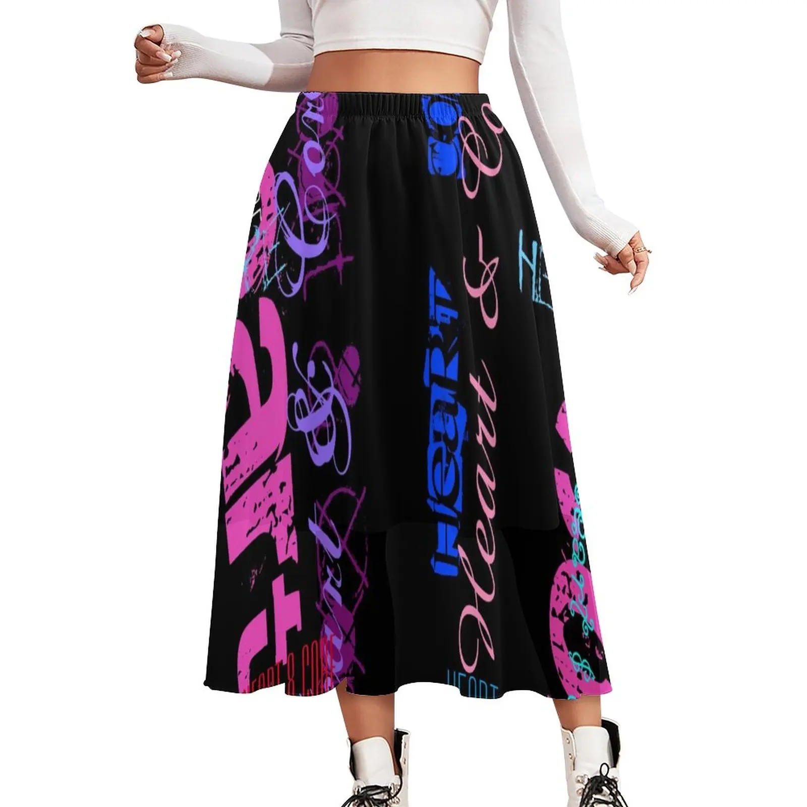 Word Graffiti Skirt Heart and Core Print Kawaii Boho Skirts Summer Street Style High Waist Chiffon Print Big Size Casual Skirt
Word Graffiti Skirt Heart and Core Print Kawaii Boho Skirts Summer Street Style High Waist Chiffon Print Big Size Casual Skirt