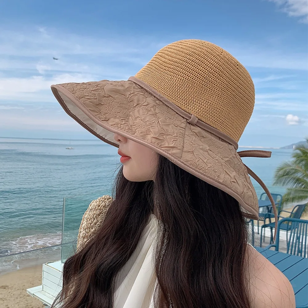 

Пляжная шляпа с козырьком, летняя Солнцезащитная шляпа для активного отдыха, кепка рыбака, Женская Солнцезащитная шляпа с широкими полями, складная Панама