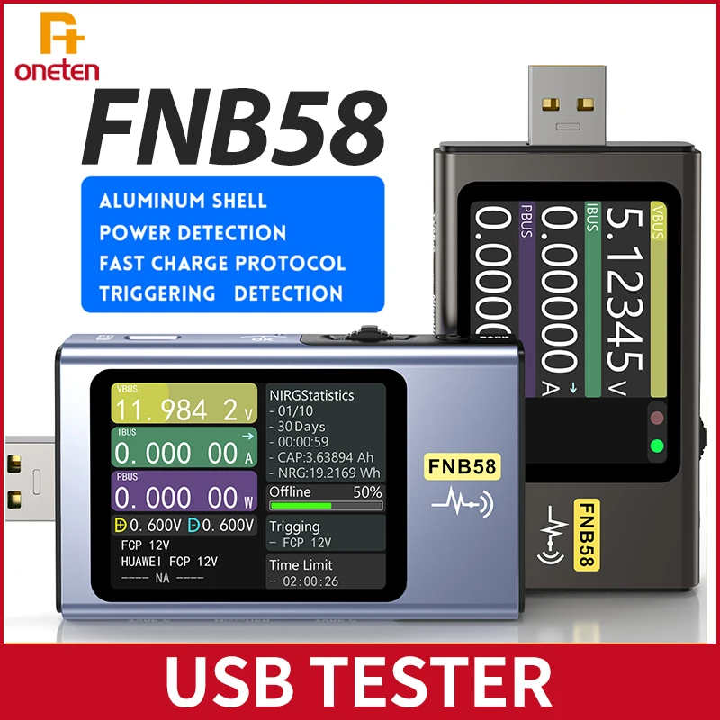 Тестер FNIRSI FNB58, вольтметр, амперметр, USB-измеритель, протокол быстрой зарядки, PD триггер
Тестер FNIRSI FNB58, вольтметр, амперметр, USB-измеритель, протокол быстрой зарядки, PD триггер