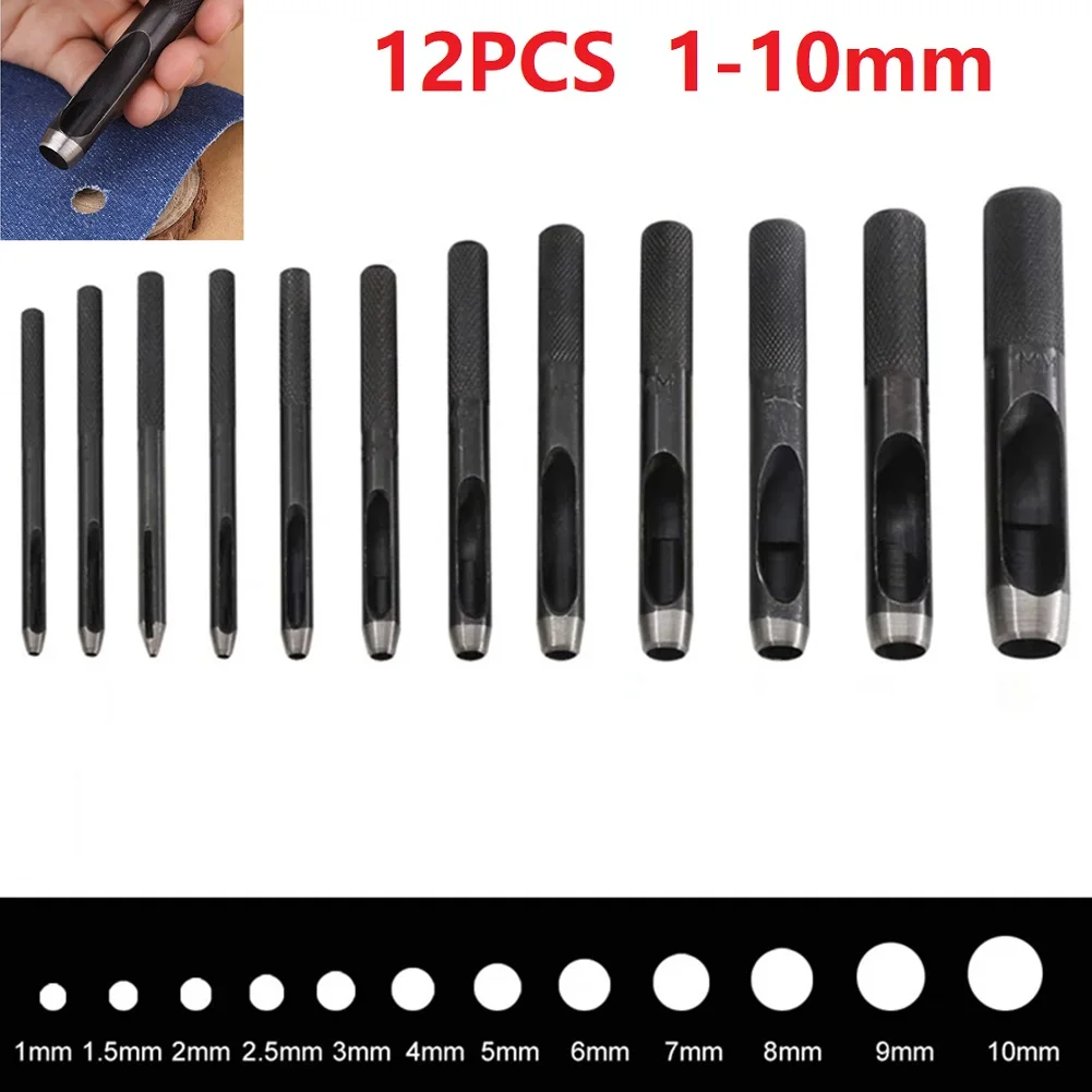 12Pcs/Lot Punching 1mm-10mm Top Quality Round Carbon Steel Leather Craft Hole Punch Puncher Watch Belt Band Plastic Rubber Tools
12Pcs/Lot Punching 1mm-10mm Top Quality Round Carbon Steel Leather Craft Hole Punch Puncher Watch Belt Band Plastic Rubber Tools