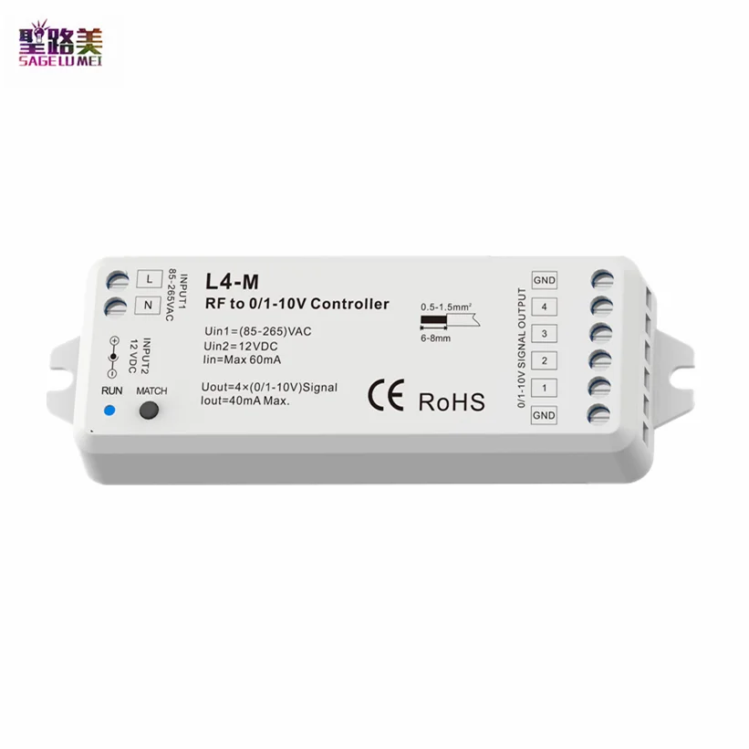 100-240VAC OR 12VDC 4 Channel 0-10V Signal Dimmer 2.4G RF Controller For SMD5050 2835 3528 5730 4CH Single Color LED strip tape
100-240VAC OR 12VDC 4 Channel 0-10V Signal Dimmer 2.4G RF Controller For SMD5050 2835 3528 5730 4CH Single Color LED strip tape