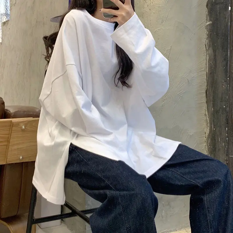 Split Woman T-shirts Oversize Casual Long Sleeve Loose Solid Female T Shirt Women Korean Graphic Tshirt Harajuku Top Tee 2022
Split Woman T-shirts Oversize Casual Long Sleeve Loose Solid Female T Shirt Women Korean Graphic Tshirt Harajuku Top Tee 2022