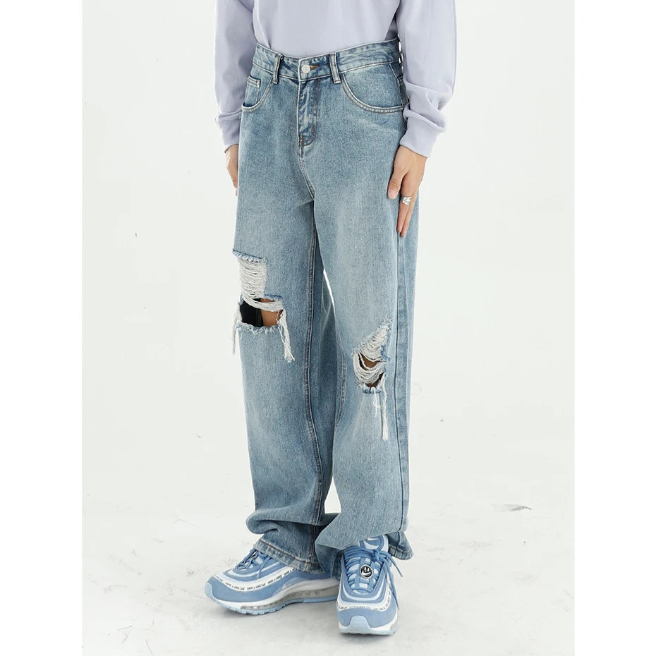 Loose Ripped Jeans Light Blue Baggy Straight Denim Pants Men's Korean Fashion Jeans Trousers
Loose Ripped Jeans Light Blue Baggy Straight Denim Pants Men's Korean Fashion Jeans Trousers