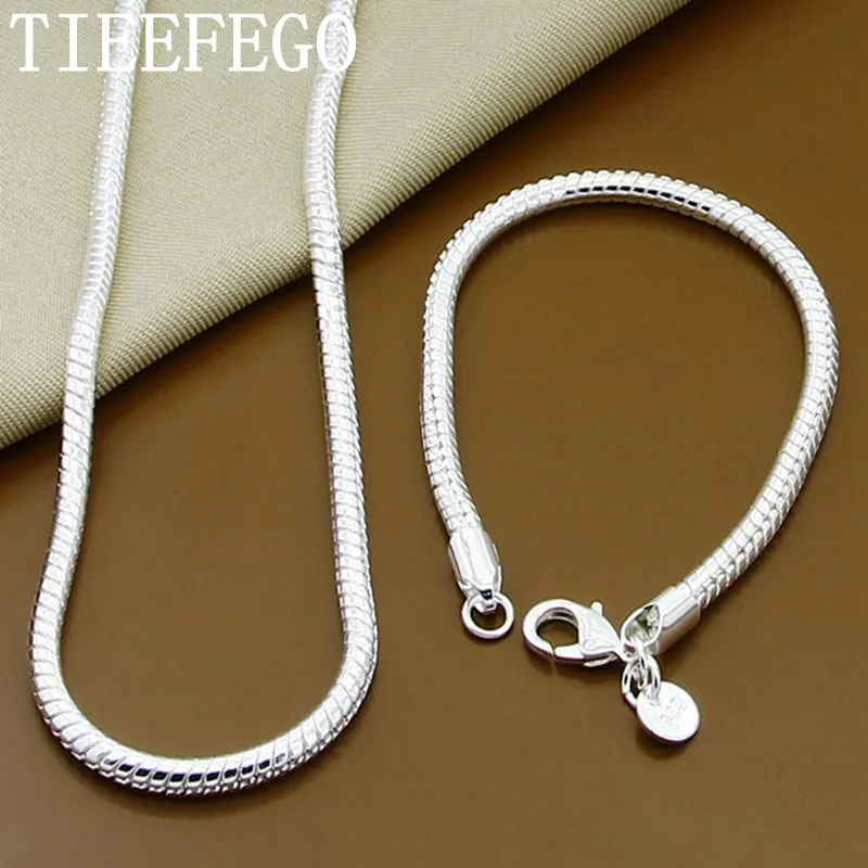 TIEEFEGO 925 Sterling Silver Solid 16/18/20/22/24 Inch Snake Chain Bracelet Necklace Women Men Fashion Charm Jewelry Set Gift
TIEEFEGO 925 Sterling Silver Solid 16/18/20/22/24 Inch Snake Chain Bracelet Necklace Women Men Fashion Charm Jewelry Set Gift