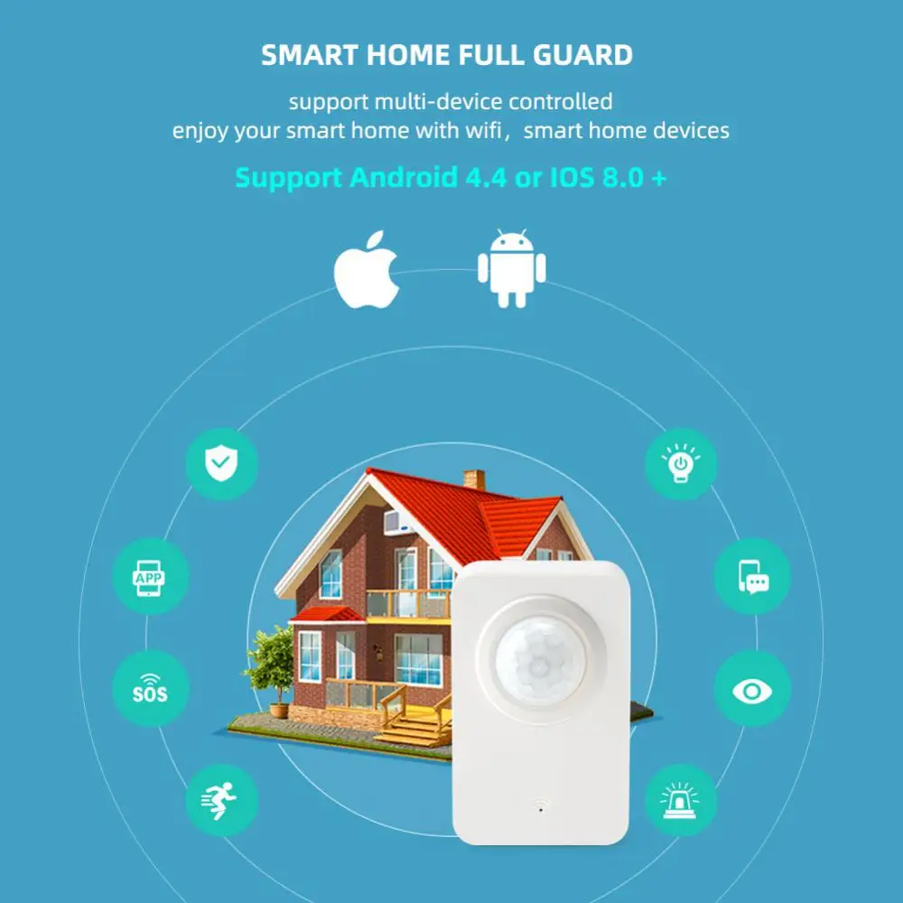 Protable WiFi Infrared Human Body Induction Sensor Graffiti Connected Smart PIR Wireless Human Motion Detector Support USB Power
Protable WiFi Infrared Human Body Induction Sensor Graffiti Connected Smart PIR Wireless Human Motion Detector Support USB Power