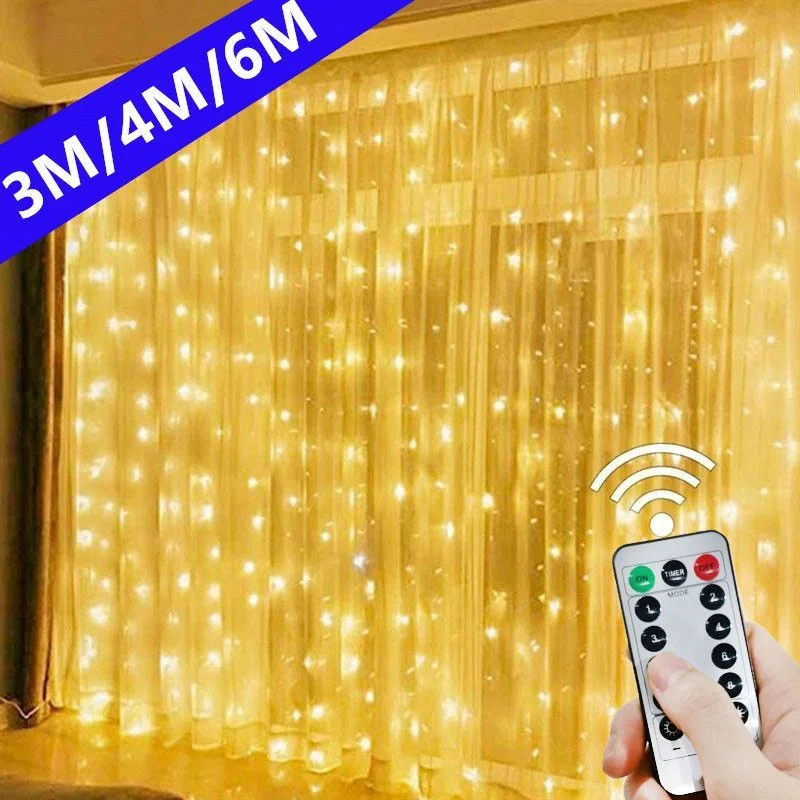 3/4/6M New Year USB LED Garland Curtain Lights 8 Modes Remote Control String Light Decor for Wedding Christmas Home Bedroom Lamp
3/4/6M New Year USB LED Garland Curtain Lights 8 Modes Remote Control String Light Decor for Wedding Christmas Home Bedroom Lamp