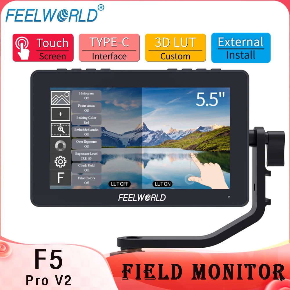 FEELWORLD F5 Pro V2 5.5" DSLR Camera Field Monitor 4K HDMI Touch Screen 3D LUT1920x1080 Innovative External Install Power Design
FEELWORLD F5 Pro V2 5.5" DSLR Camera Field Monitor 4K HDMI Touch Screen 3D LUT1920x1080 Innovative External Install Power Design