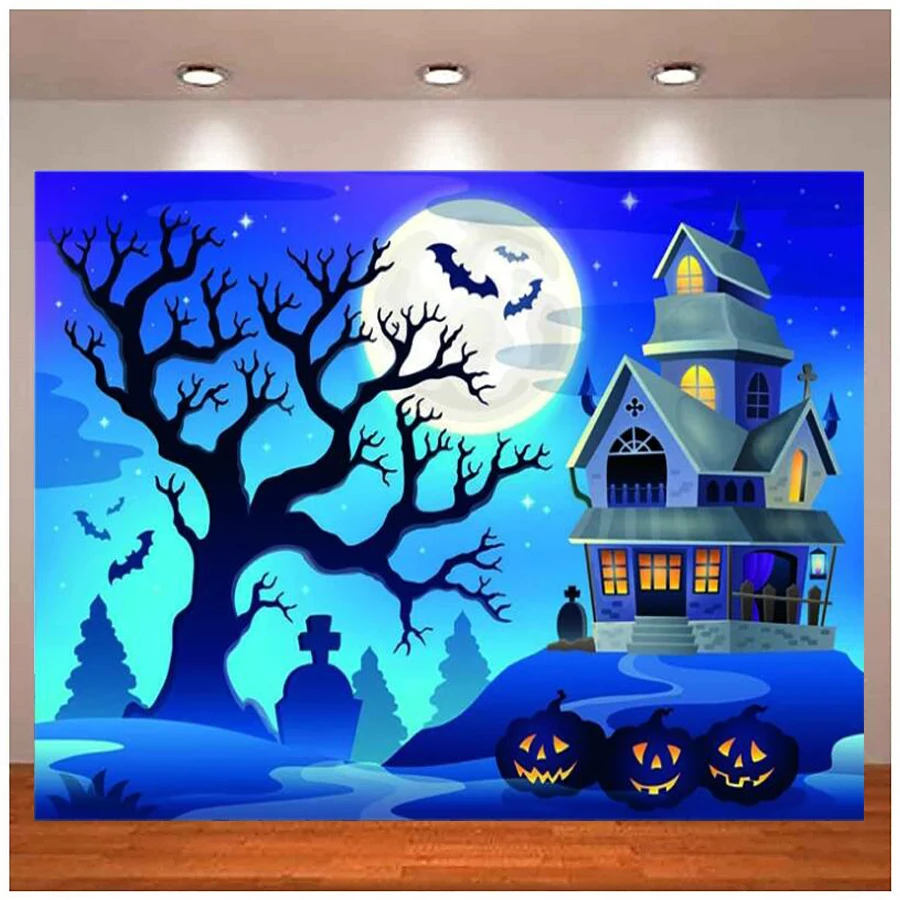 Photography Backdrop Halloween Photo Pumpkin Lantern Tree Tomb Bat Background Large Moon Haunted House Party Banners Decoration
Photography Backdrop Halloween Photo Pumpkin Lantern Tree Tomb Bat Background Large Moon Haunted House Party Banners Decoration