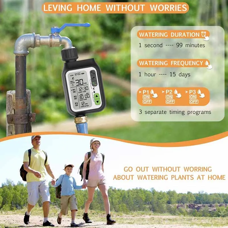 Garden Automatic Irrigation Water Timer With Rain Sensor Outdoor 3 Separate Programs Irrigation Controller Watering System
Garden Automatic Irrigation Water Timer With Rain Sensor Outdoor 3 Separate Programs Irrigation Controller Watering System
