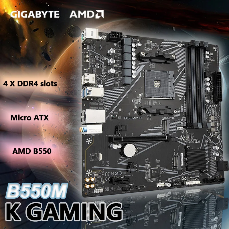 AMD New B550M K (rev. 1,0) Micro-ATX AMD B550 DDR4 4733(O.C.) Материнская плата M.2 SATA 6 Гбит/с, двухканальная, 128 ГГц, разъем AM4
AMD New B550M K (rev. 1,0) Micro-ATX AMD B550 DDR4 4733(O.C.) Материнская плата M.2 SATA 6 Гбит/с, двухканальная, 128 ГГц, разъем AM4