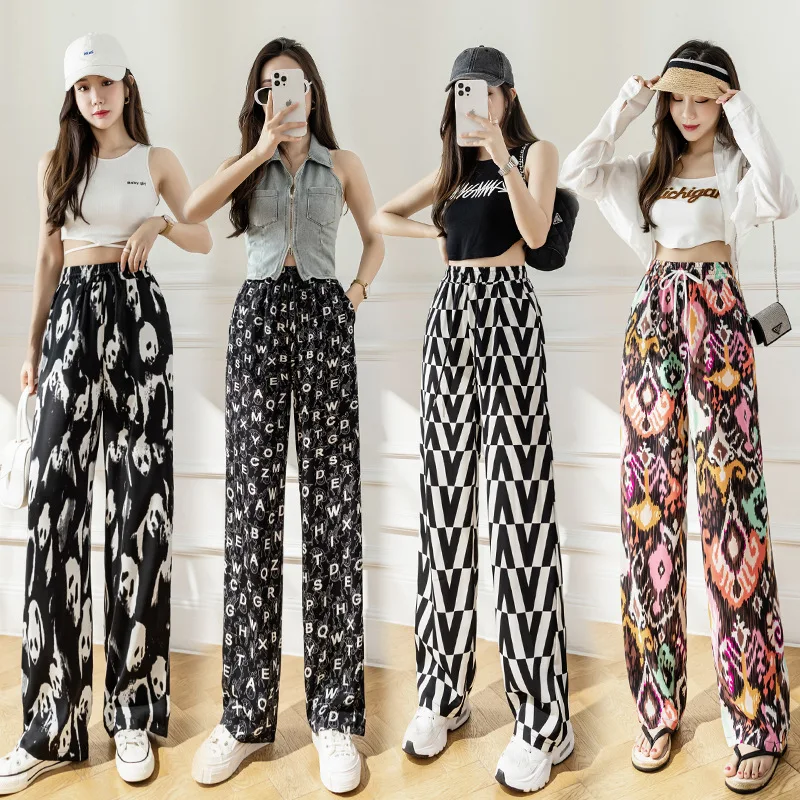 Drawstring Ice Silk Chiffon Wide-leg Pants Women 2023 Summer New Print High Waist Drape Loose All-match Slim Casual Trousers
Drawstring Ice Silk Chiffon Wide-leg Pants Women 2023 Summer New Print High Waist Drape Loose All-match Slim Casual Trousers