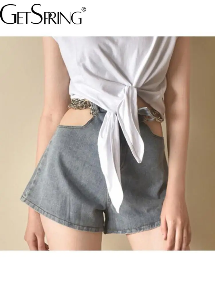 Yuerwang Women Shorts Sexy Denim Shorts Chain Hollow Out High Waisted Summer Mini Jeans Shorts 2022 Fashion New Arrival Blue
Yuerwang Women Shorts Sexy Denim Shorts Chain Hollow Out High Waisted Summer Mini Jeans Shorts 2022 Fashion New Arrival Blue