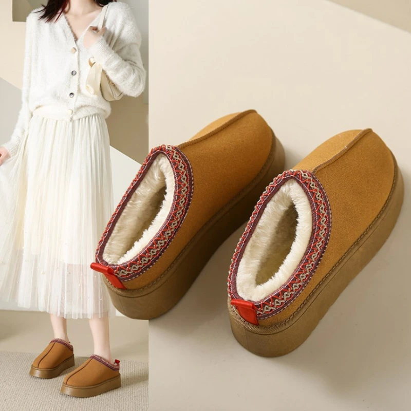 

Женские замшевые ботинки в стиле ретро, теплые лоферы, обувь на плоской подошве, для зимы