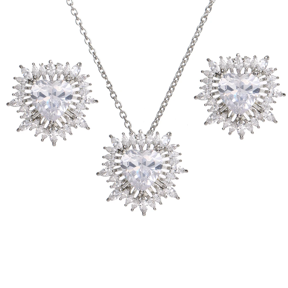 AMC Luxury Love Peach Heart Pendant Necklace and Earring Set AAA Cubic Zircon Bridal Wedding Party Jewelry Set Gifts For Women
AMC Luxury Love Peach Heart Pendant Necklace and Earring Set AAA Cubic Zircon Bridal Wedding Party Jewelry Set Gifts For Women