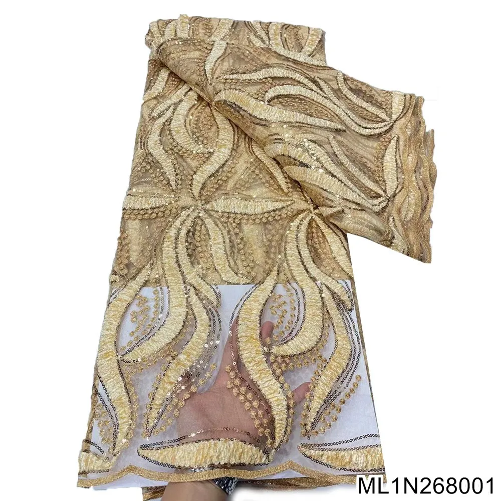 2022 African gold Lace Fabric High Quality Lace Fabric with African Mesh Stones 5 Yard Wholesale African Fabric ML1N2680
2022 African gold Lace Fabric High Quality Lace Fabric with African Mesh Stones 5 Yard Wholesale African Fabric ML1N2680