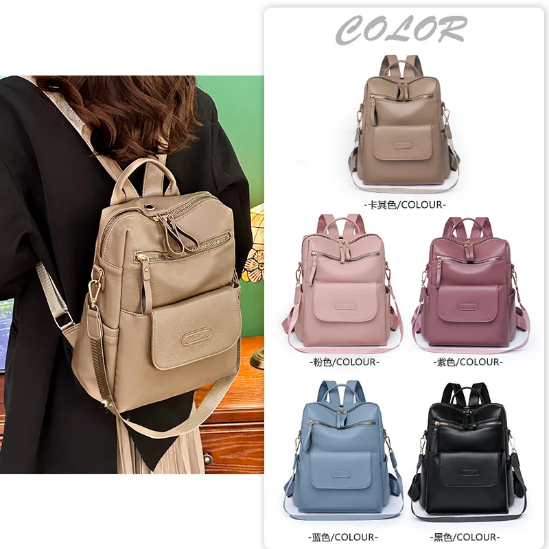 Soft Leather Backpack Women Solid Color Fashion Trend Large Capacity Ladies Travel Bag School Backpack for Teenage Girls 2023
Soft Leather Backpack Women Solid Color Fashion Trend Large Capacity Ladies Travel Bag School Backpack for Teenage Girls 2023